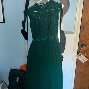 Floor length green dress